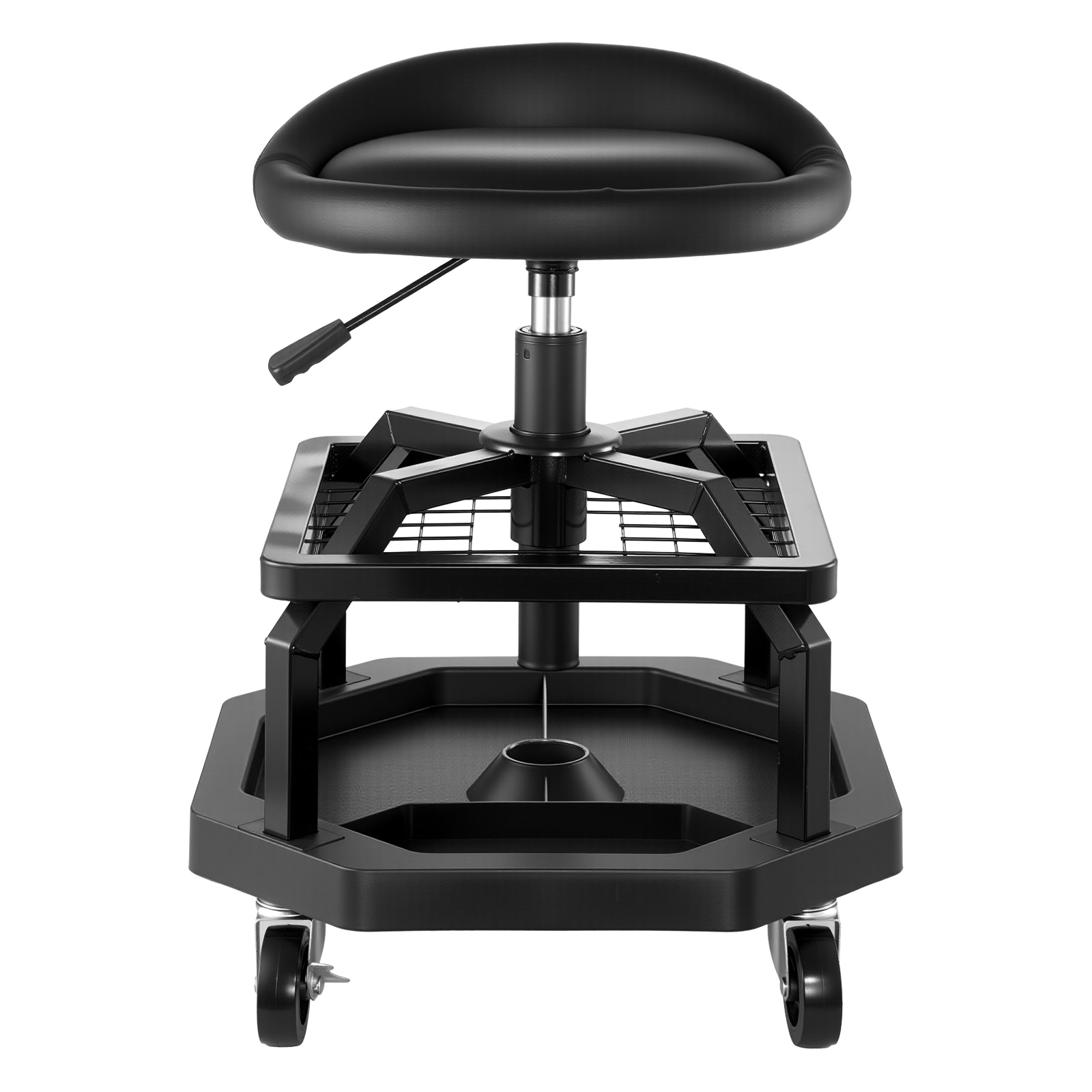 Adjustable Rolling Garage Shop Stool With Wheels And Padded Seat_voghion.com